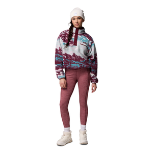 Columbia Women's Helvetia II Printed Cropped Half Snap Fleece Top (Rich Wine Sisters/Rich Wine)