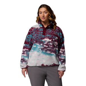Columbia Women's Helvetia II Printed Cropped Half Snap Fleece Top (Rich Wine Sisters/Rich Wine)