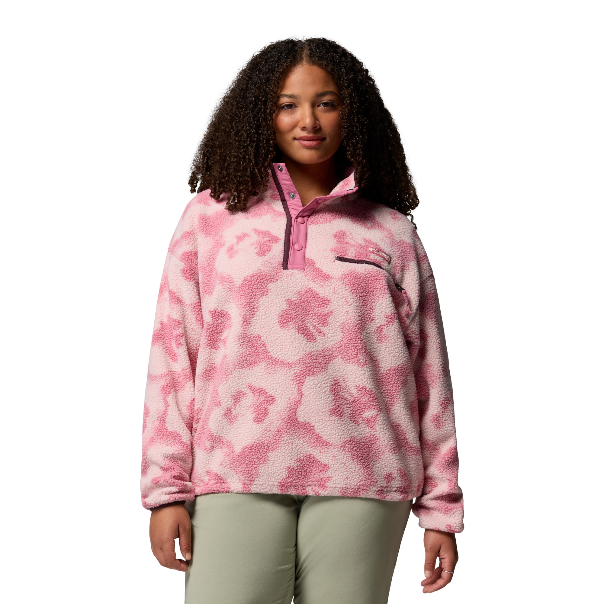 Columbia Women's Helvetia II Printed Cropped Half Snap Fleece Top (Rosette/Sprayflower)