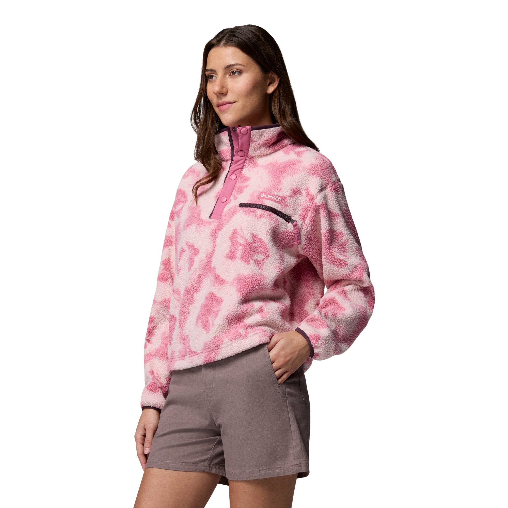 Columbia Women's Helvetia II Printed Cropped Half Snap Fleece Top (Rosette/Sprayflower)