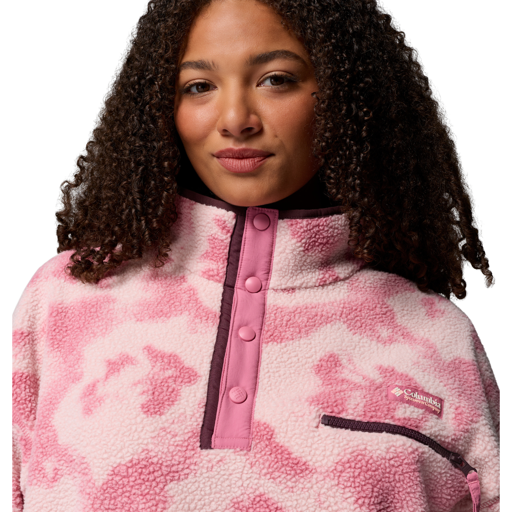 Columbia Women's Helvetia II Printed Cropped Half Snap Fleece Top (Rosette/Sprayflower)