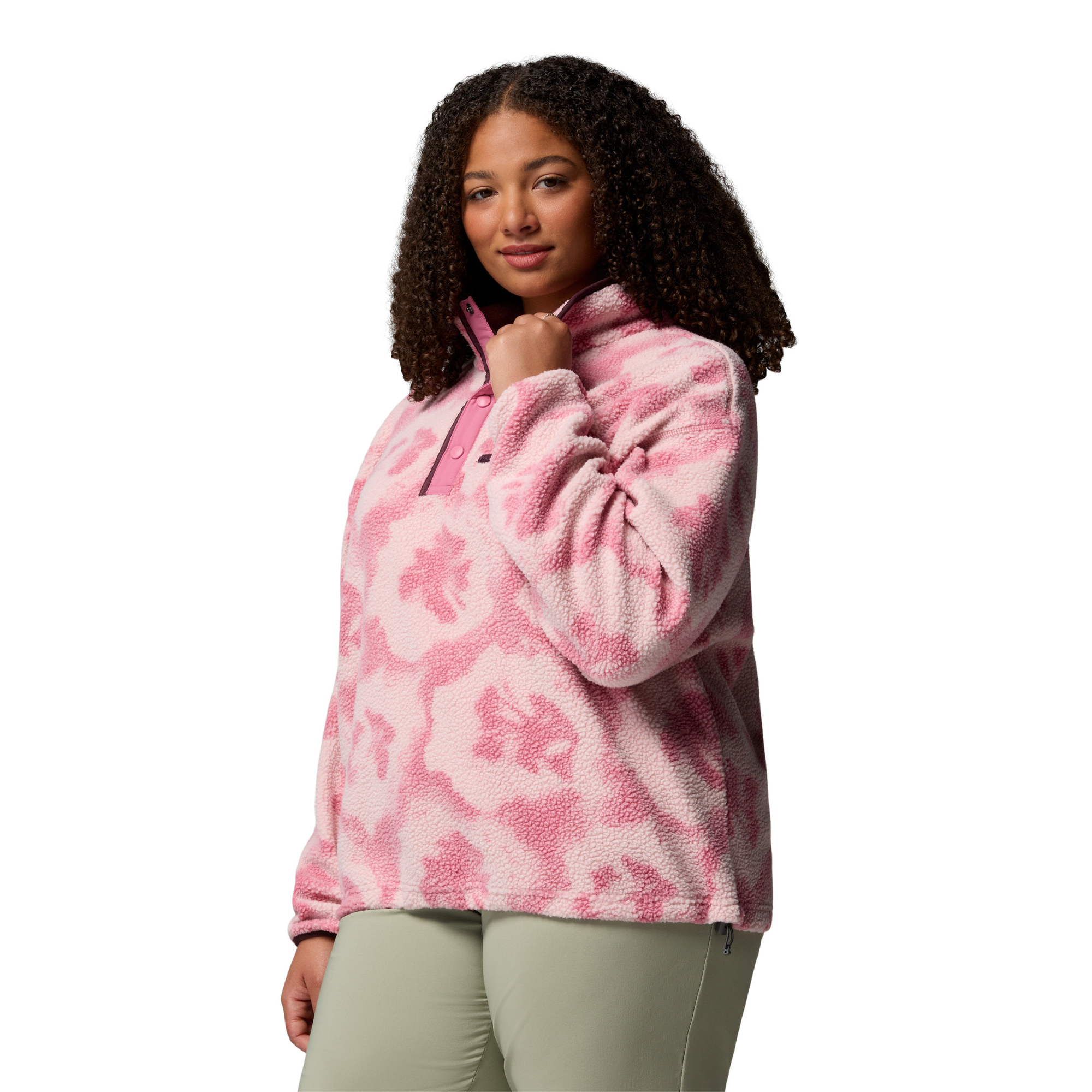 Columbia Women's Helvetia II Printed Cropped Half Snap Fleece Top (Rosette/Sprayflower)