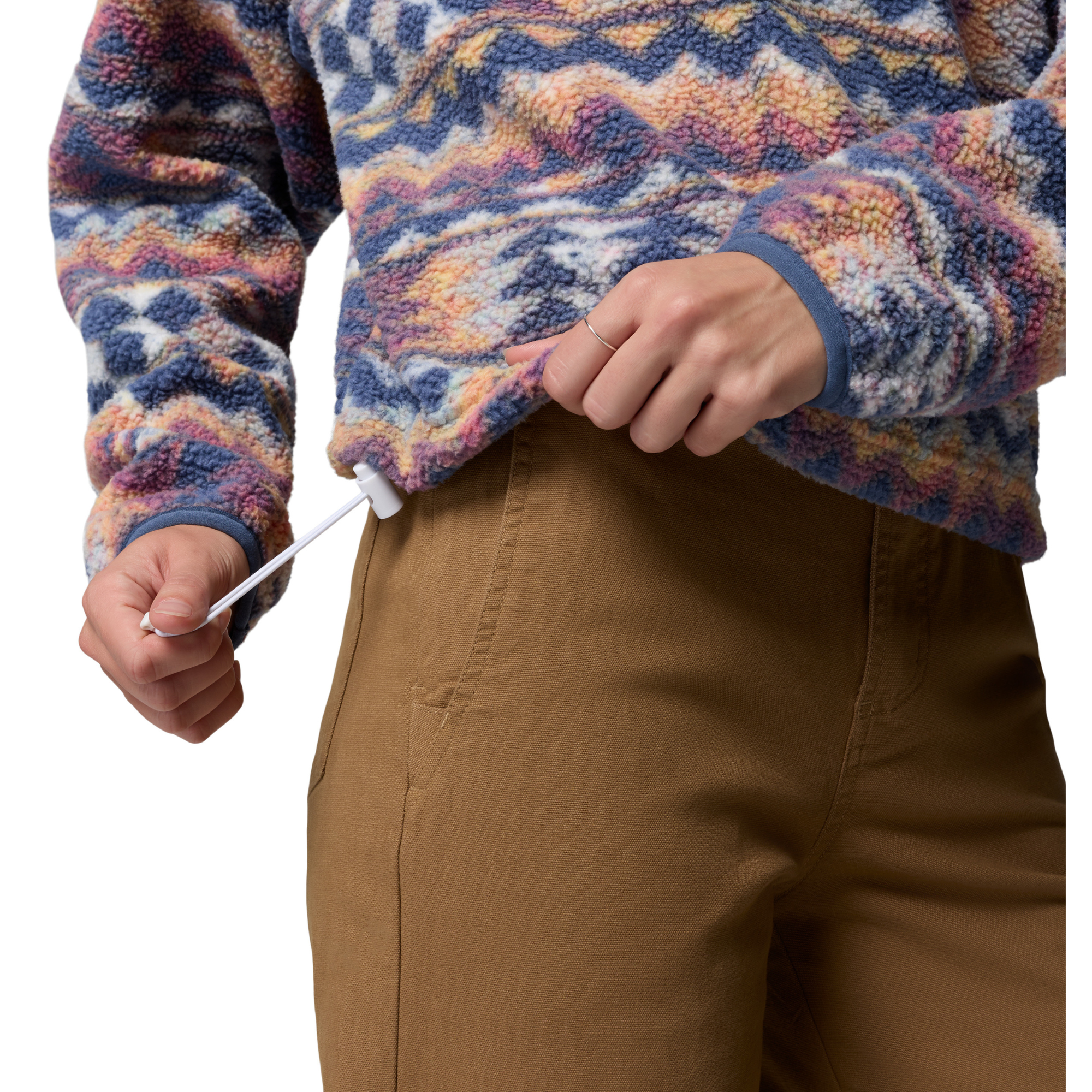 Columbia Women's Helvetia II Printed Cropped Half Snap Fleece Top (Sea Salt/Retrotree)