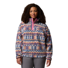 Load image into Gallery viewer, Columbia Women's Helvetia II Printed Cropped Half Snap Fleece Top (Sea Salt/Retrotree)
