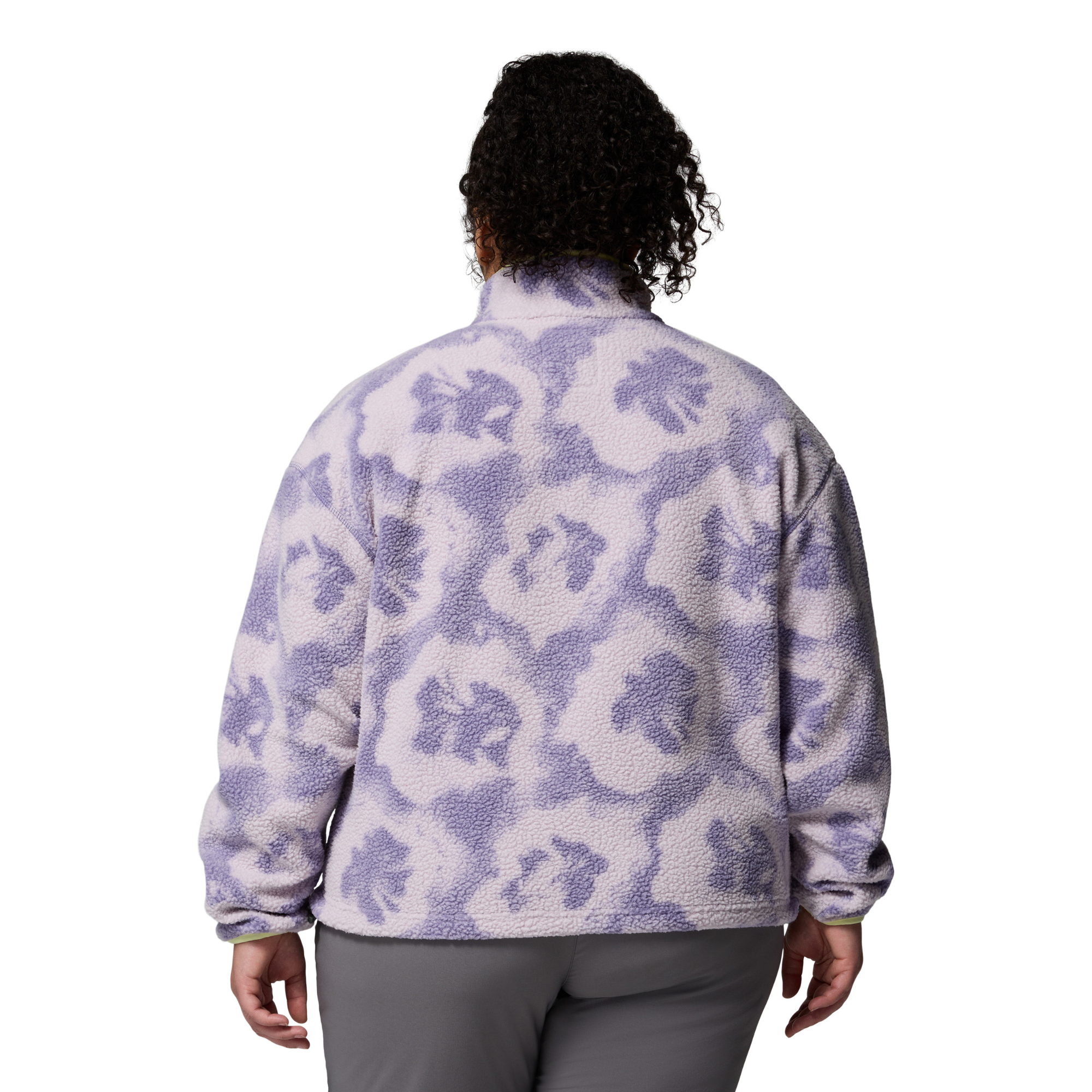 Columbia Women's Helvetia II Printed Cropped Half Snap Fleece Top (Stormwatch/Sprayflower)