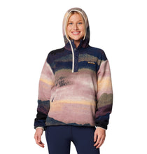 Load image into Gallery viewer, Columbia Women&#39;s Helvetia II Sherpa Hooded Printed Fleece (Collegiate Navy Dolomites)
