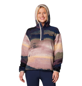 Columbia Women's Helvetia II Sherpa Hooded Printed Fleece (Collegiate Navy Dolomites)