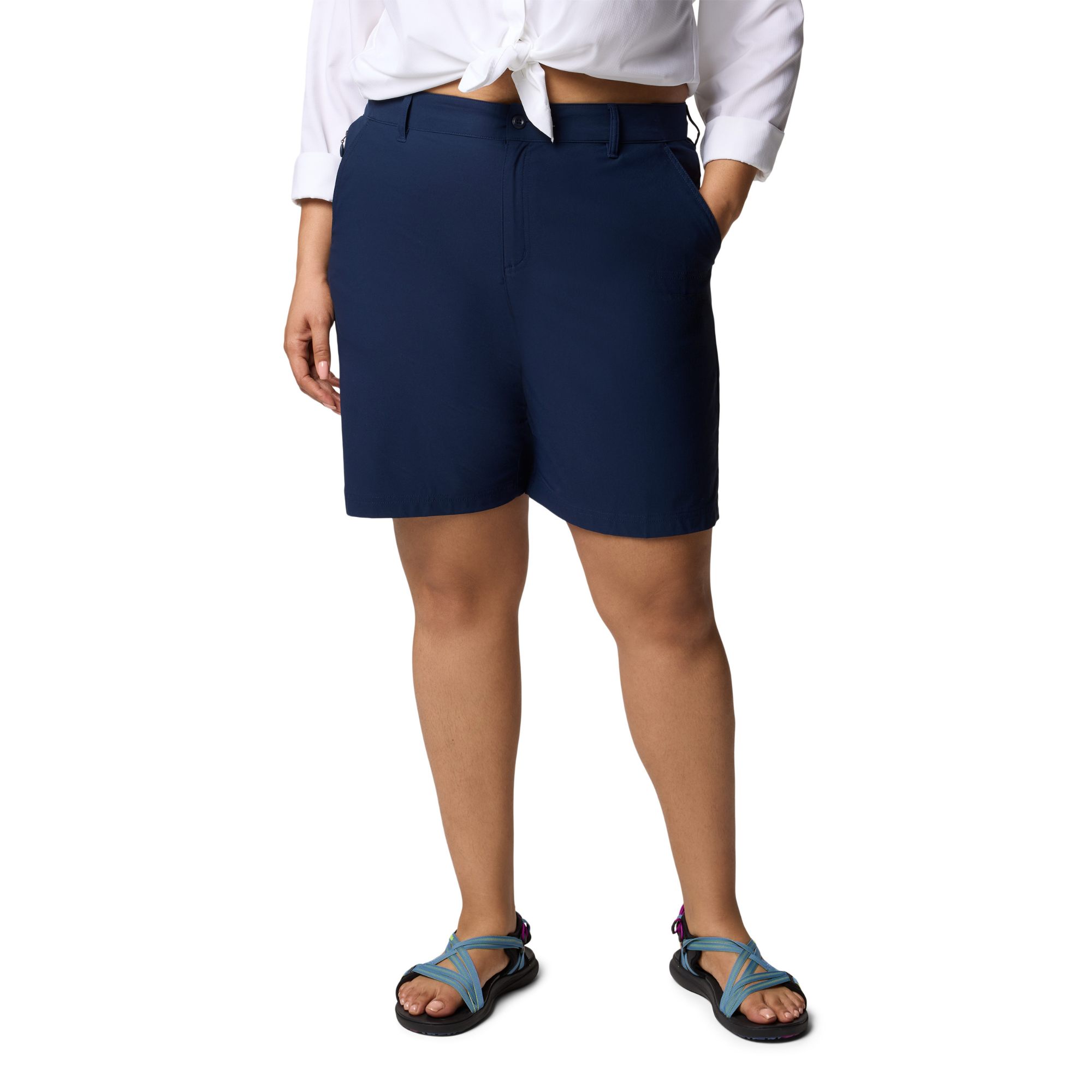 Columbia Women's Leslie Falls II Long Shorts (9in)(Collegiate Navy)