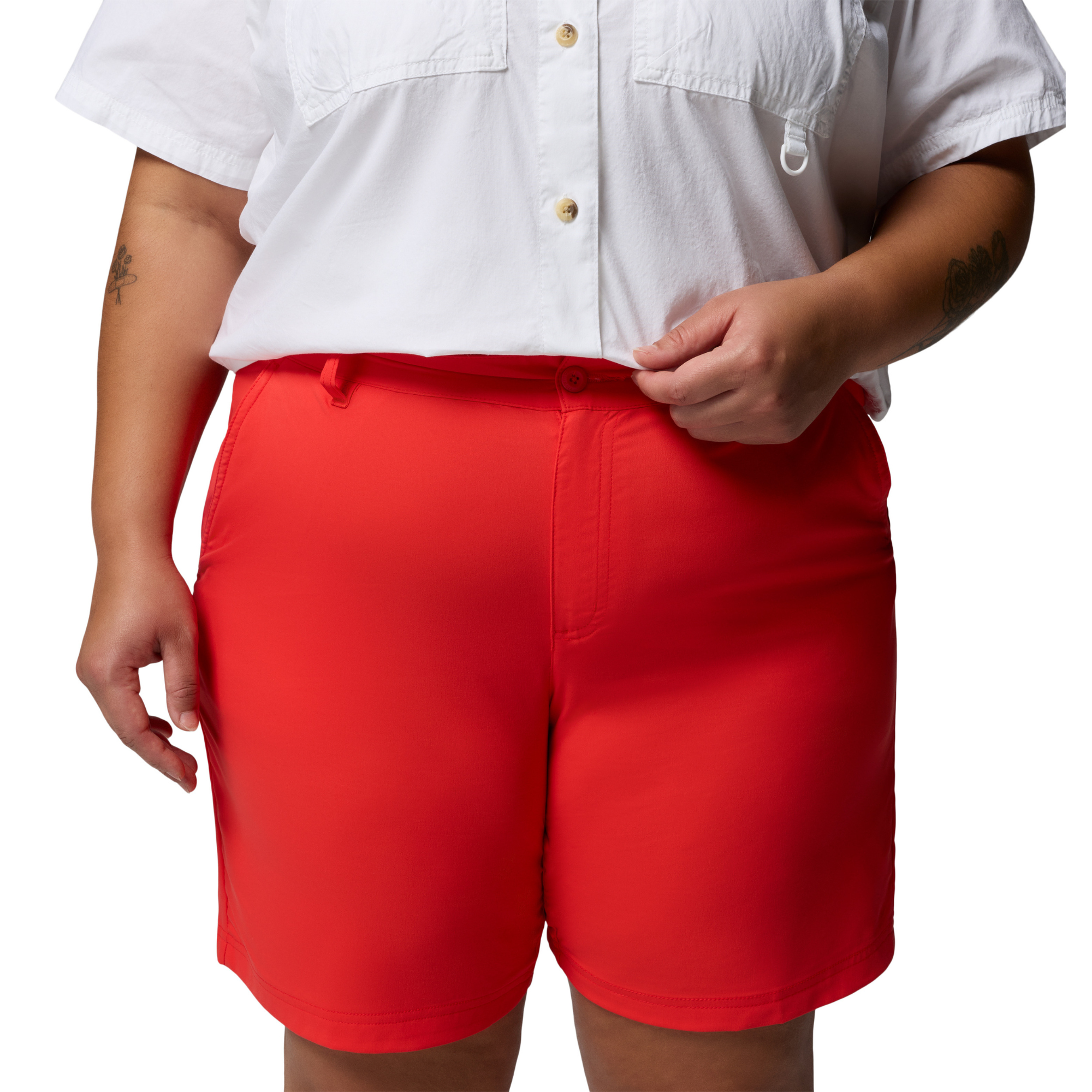 Columbia Women's Leslie Falls II Long Shorts (Poppy Red)(9in)