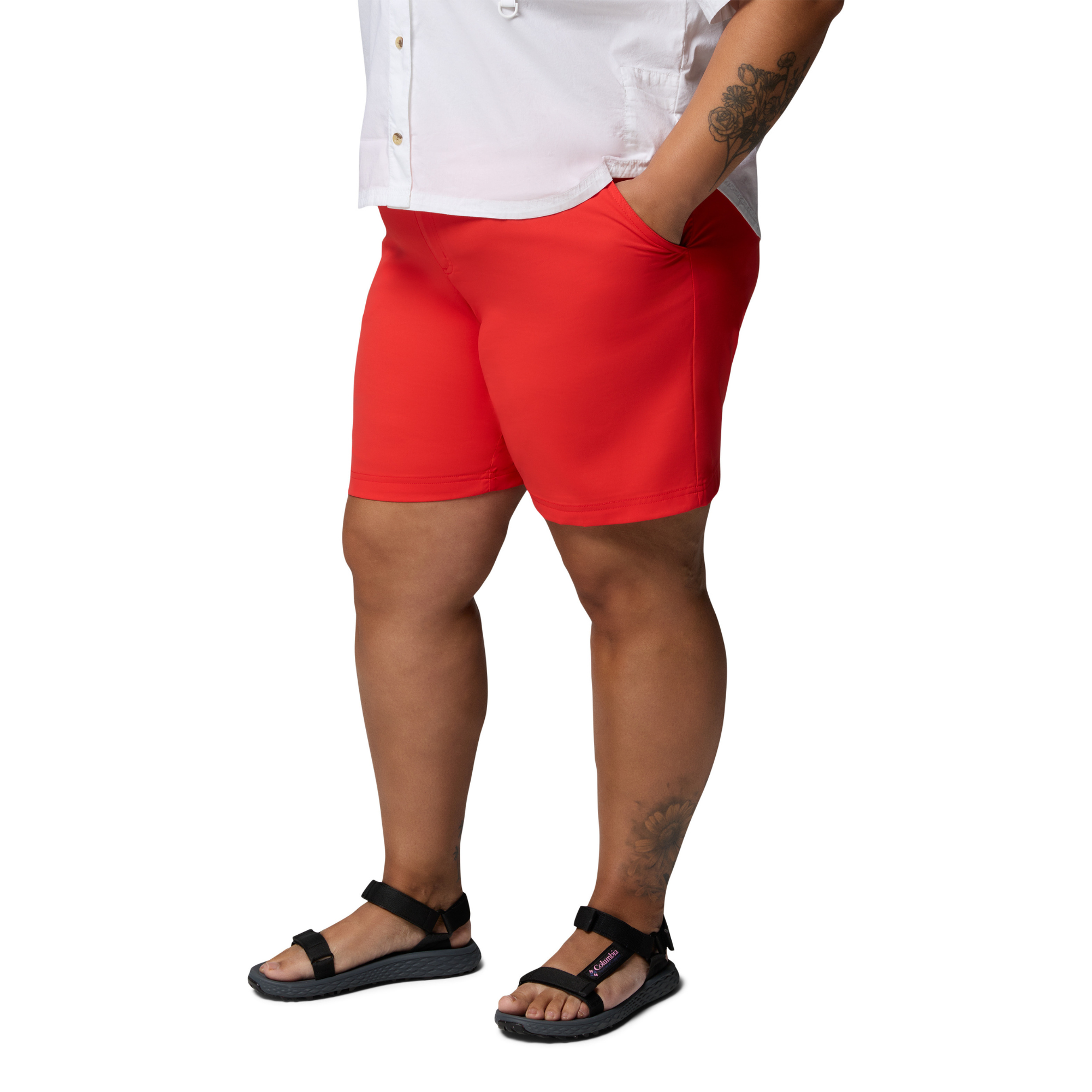 Columbia Women's Leslie Falls II Long Shorts (Poppy Red)(9in)