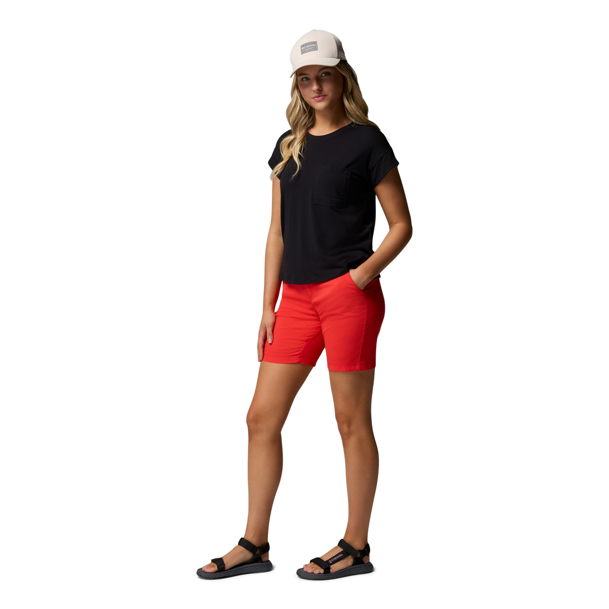 Columbia Women's Leslie Falls II Long Shorts (Poppy Red)(9in)