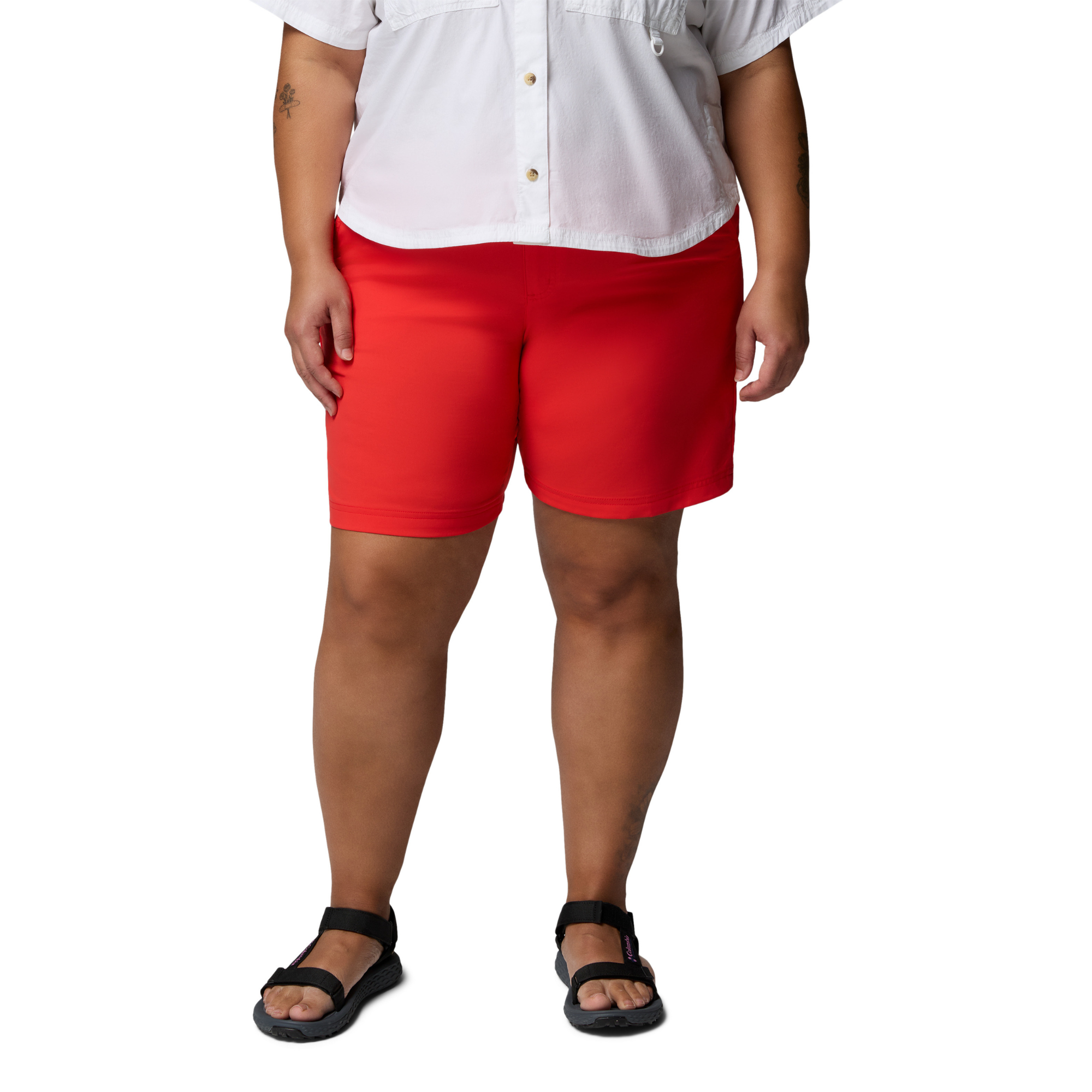 Columbia Women's Leslie Falls II Long Shorts (Poppy Red)(9in)