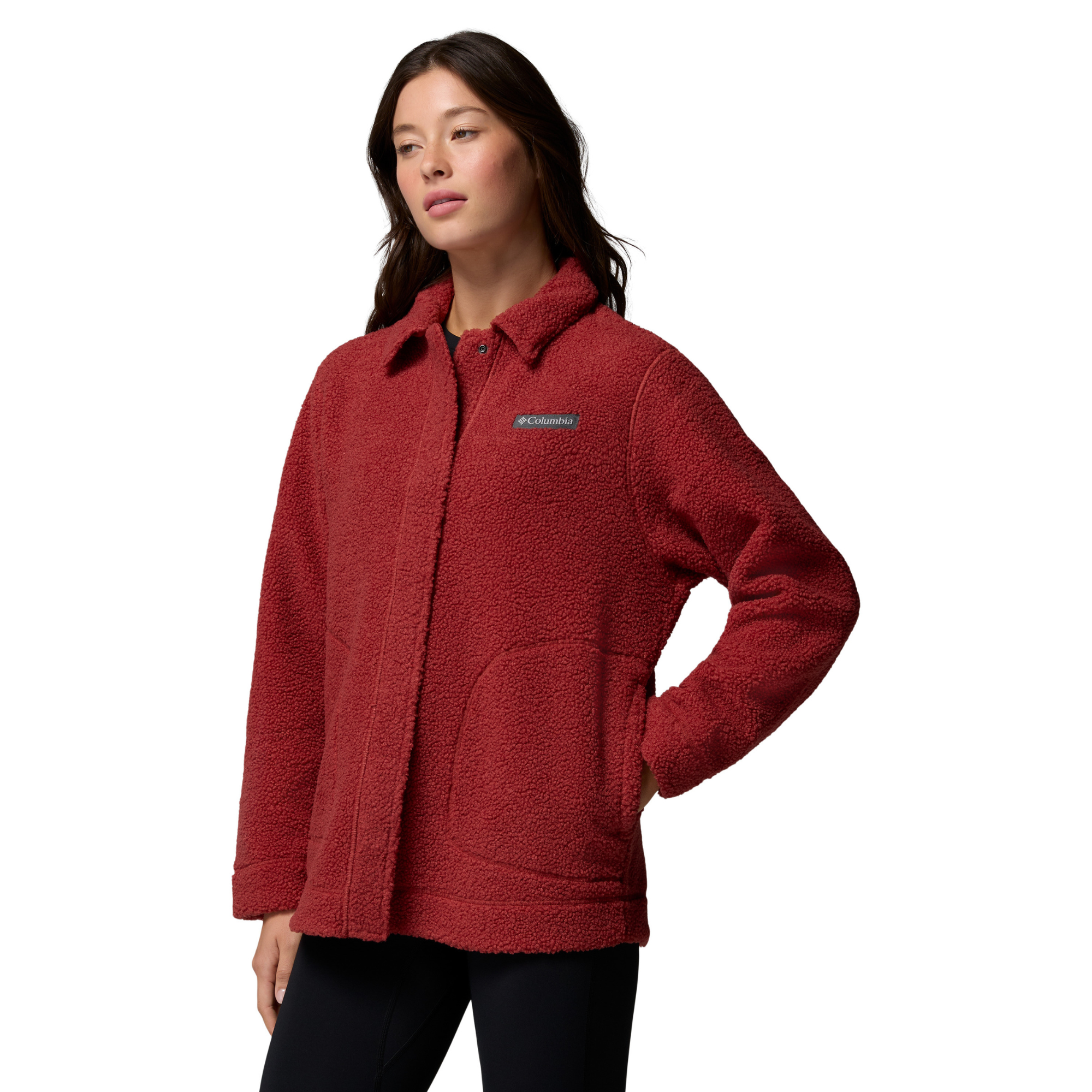 Columbia Women's Panorama Sherpa Fleece Shirt Jacket Red Oxide 632 2173692