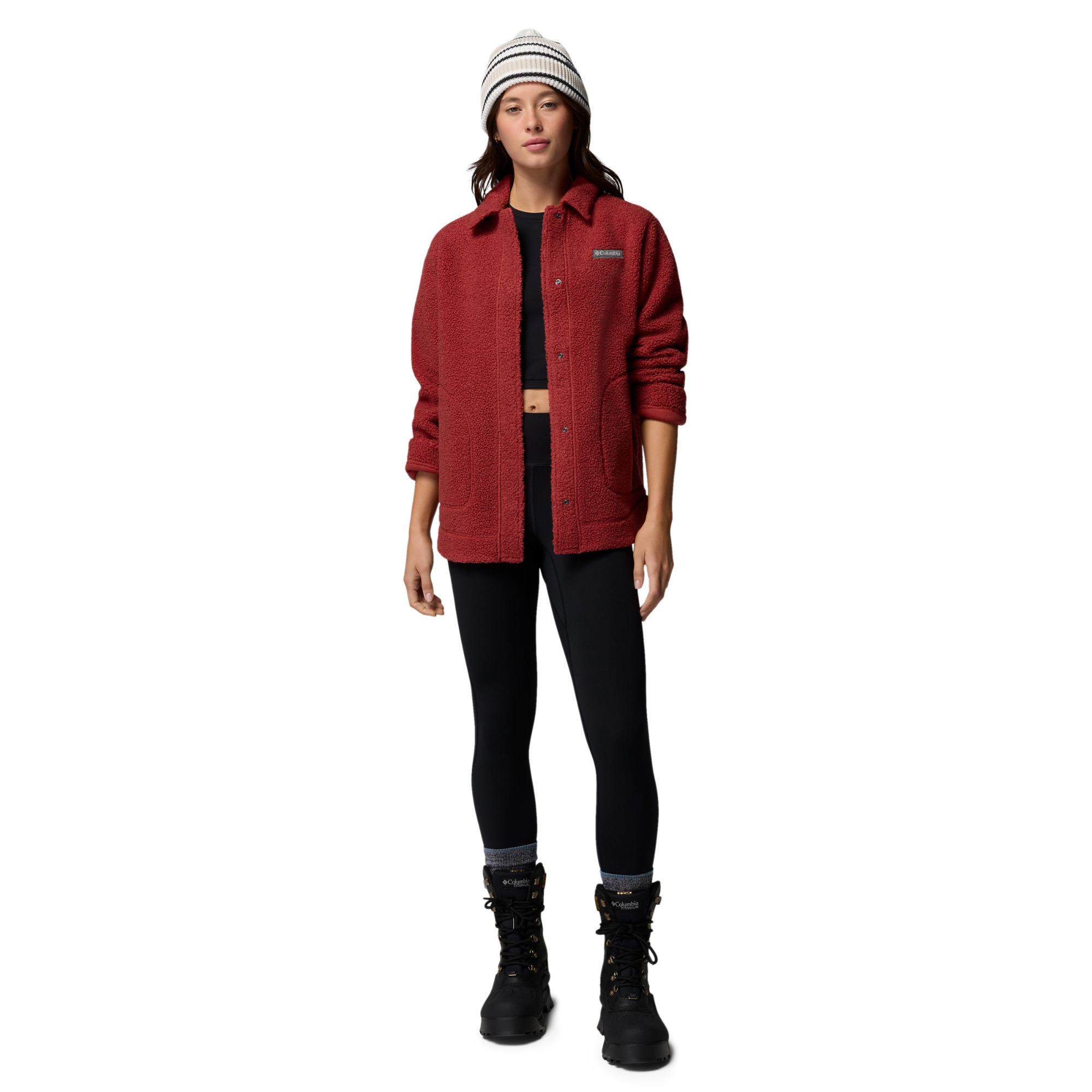 Columbia Women's Panorama Sherpa Fleece Shirt Jacket Red Oxide 632 2173692
