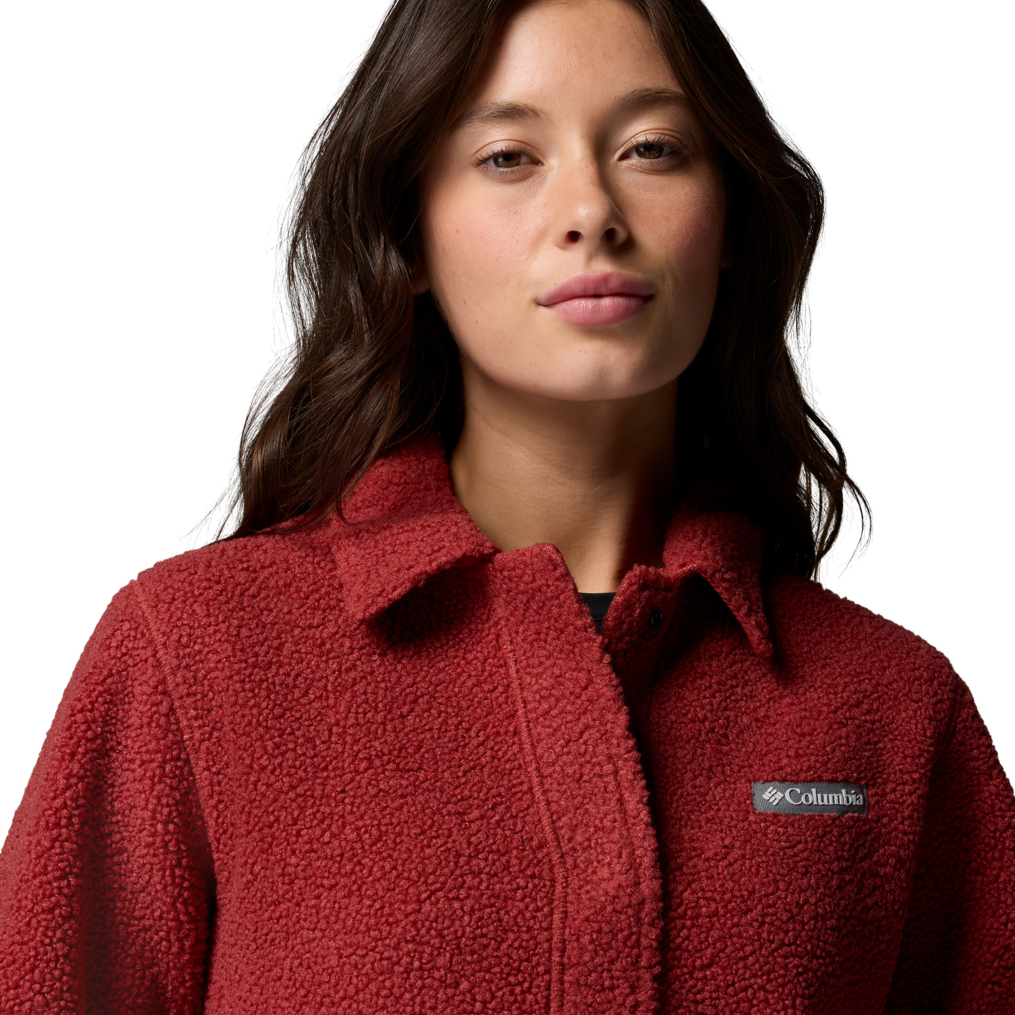Columbia Women's Panorama Sherpa Fleece Shirt Jacket Red Oxide 632 2173692