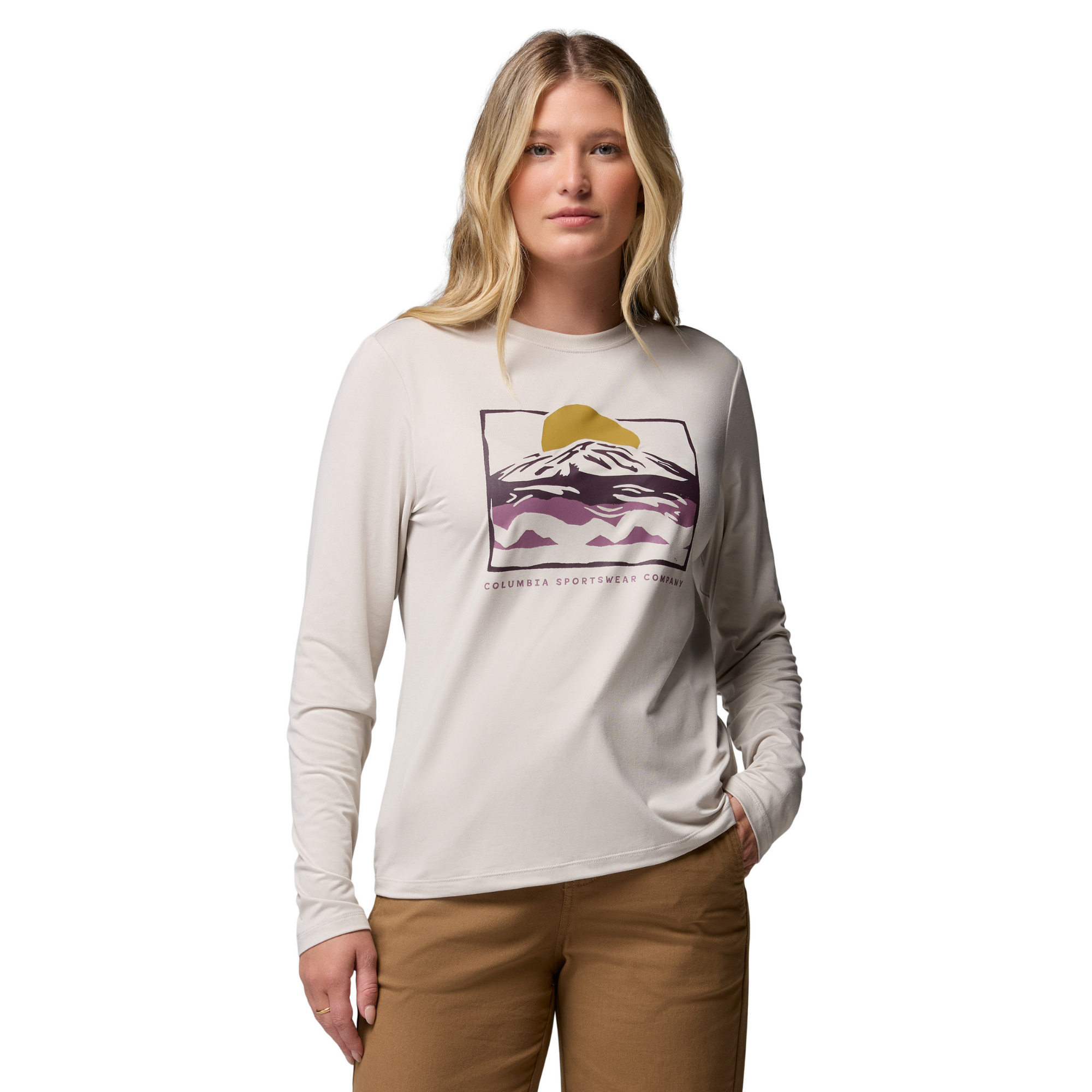 Columbia Women's Parsons Point Long Sleeve Graphic Tee Dark Stone Heather All Terrain 278 2172711