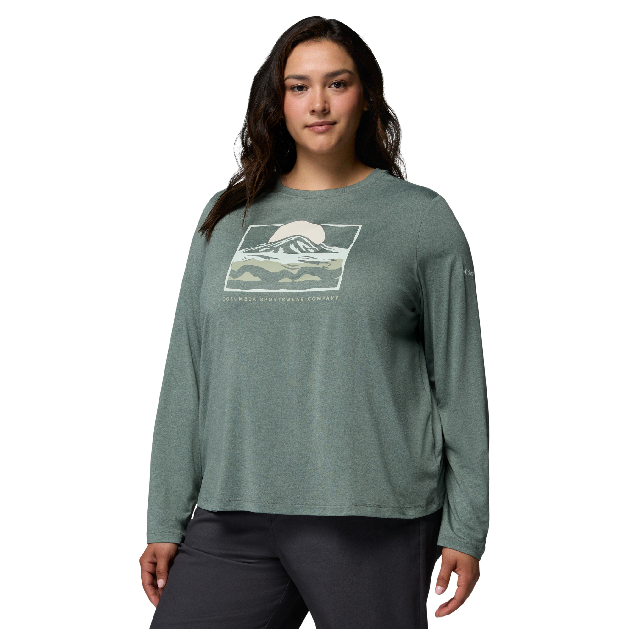 Columbia Women's Parsons Point Long Sleeve Graphic Tee Sedona Sage Heather All Terrain 342 2172711