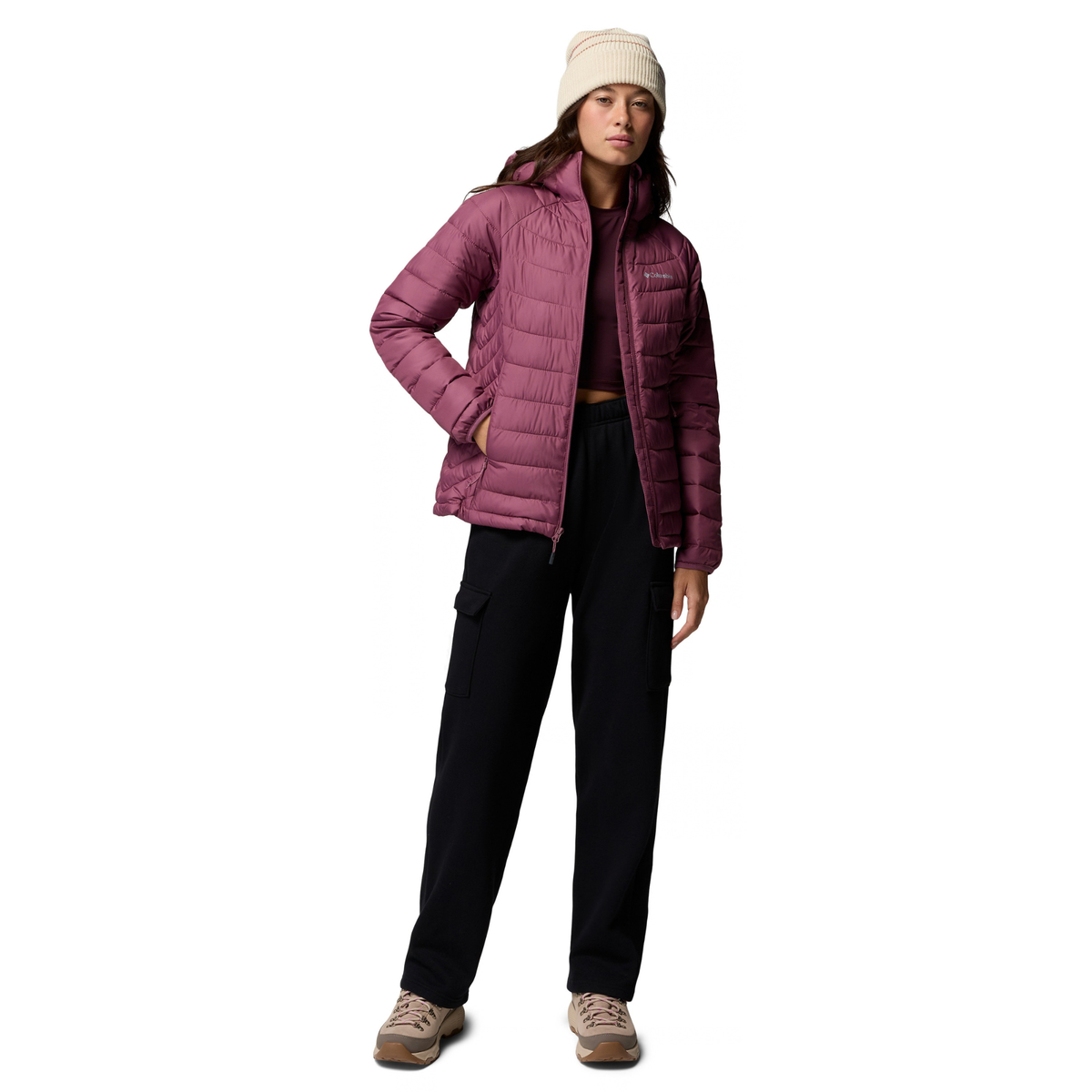 Columbia Women's Powder Lite II Hooded Insulated Jacket Antique Mauve 551 2089391