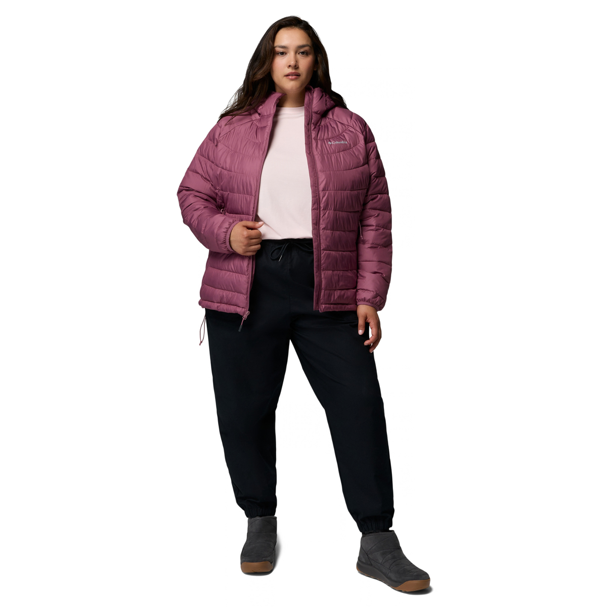 Columbia Women's Powder Lite II Hooded Insulated Jacket Antique Mauve 551 2089391