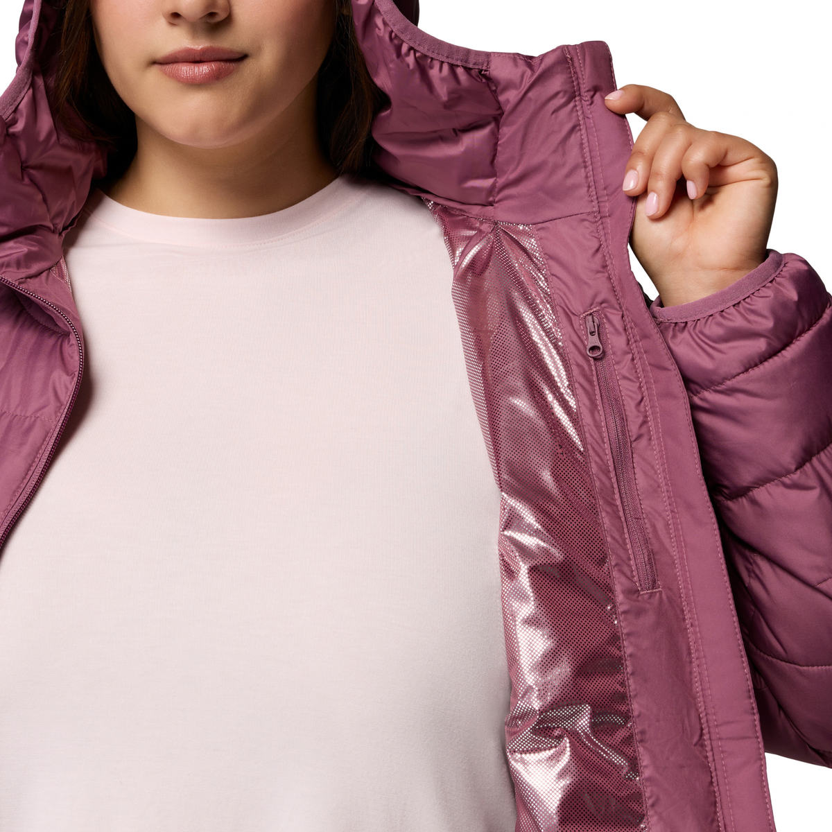 Columbia Women's Powder Lite II Hooded Insulated Jacket Antique Mauve 551 2089391