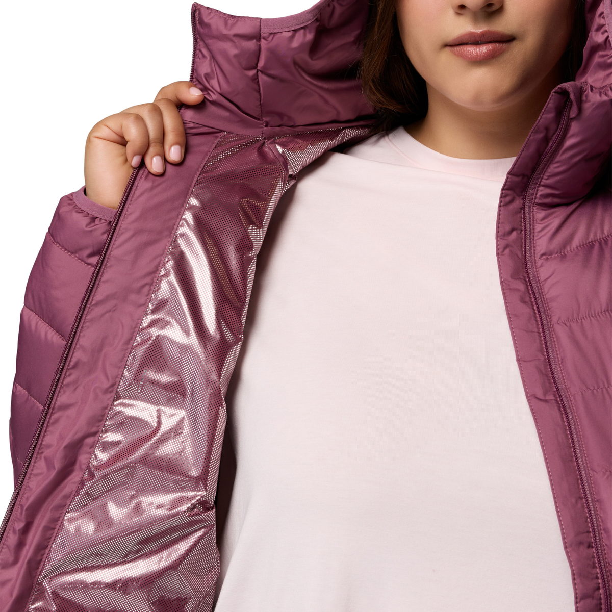 Columbia Women's Powder Lite II Hooded Insulated Jacket Antique Mauve 551 2089391
