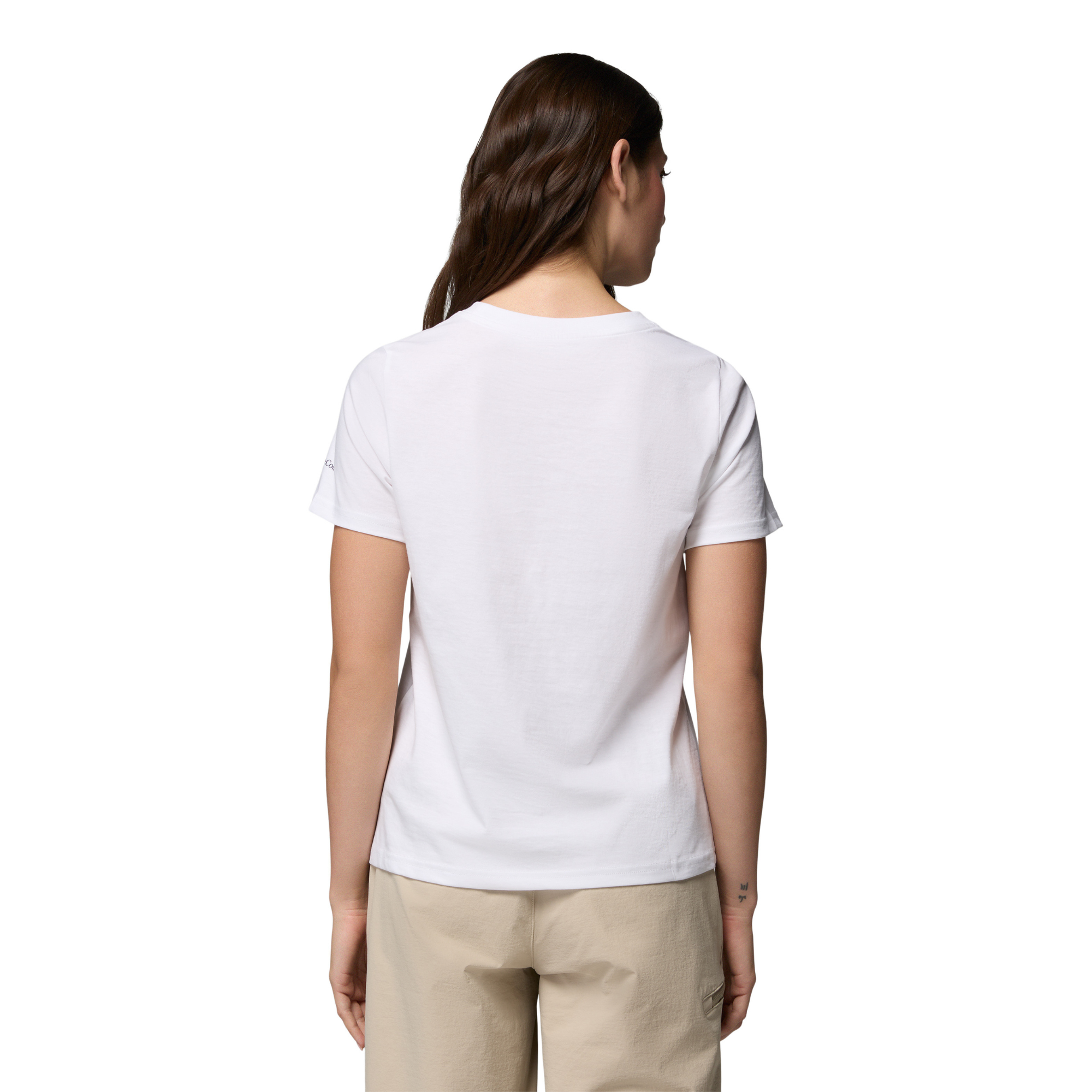 Columbia Women's Rolling Bend 100% Organic Cotton Seasonal Graphic Tee White Hike Happy 100 2172701