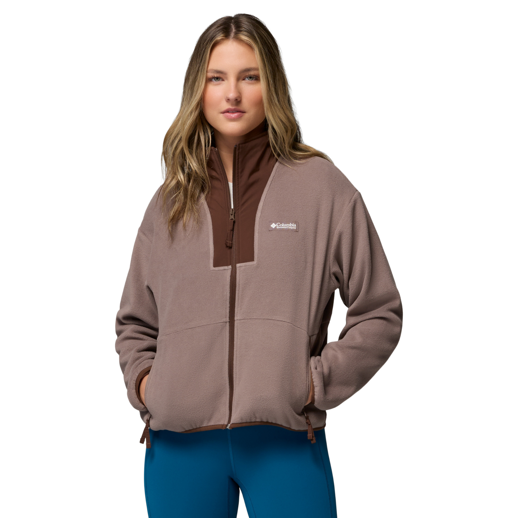 Columbia Women's Sequoia Grove II Full Zip Fleece Jacket Iron Tobacco 254 2173801