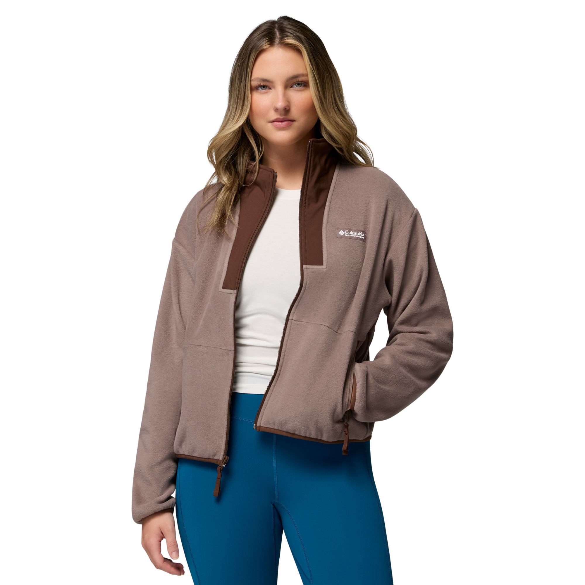 Columbia Women's Sequoia Grove II Full Zip Fleece Jacket Iron Tobacco 254 2173801