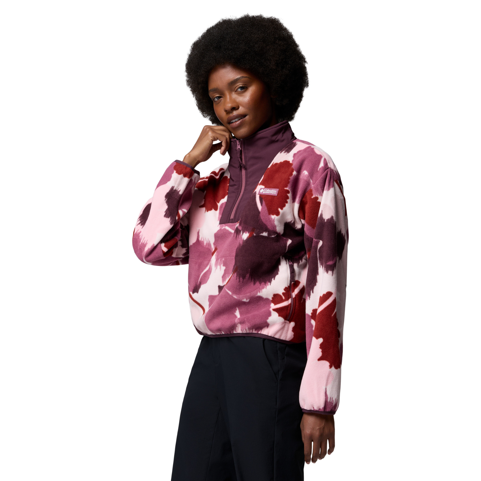 Columbia Women's Sequoia Grove II Printed Half Zip Fleece Top Antique Mauve Ikatbloom 551 2173781