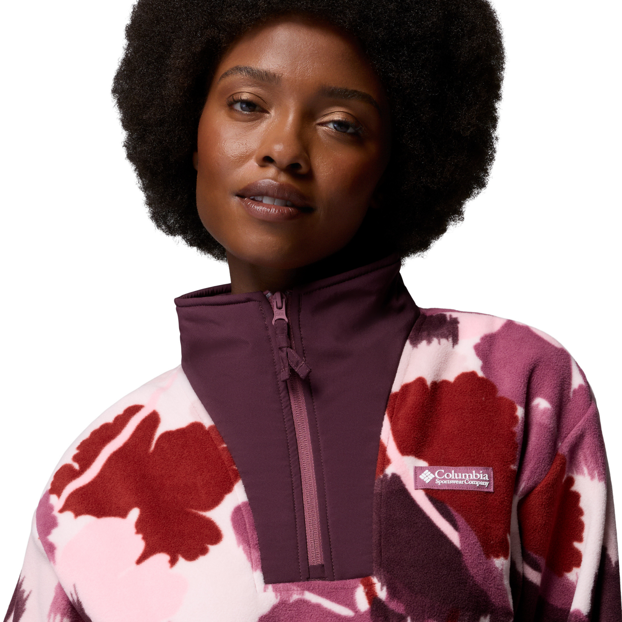 Columbia Women's Sequoia Grove II Printed Half Zip Fleece Top Antique Mauve Ikatbloom 551 2173781