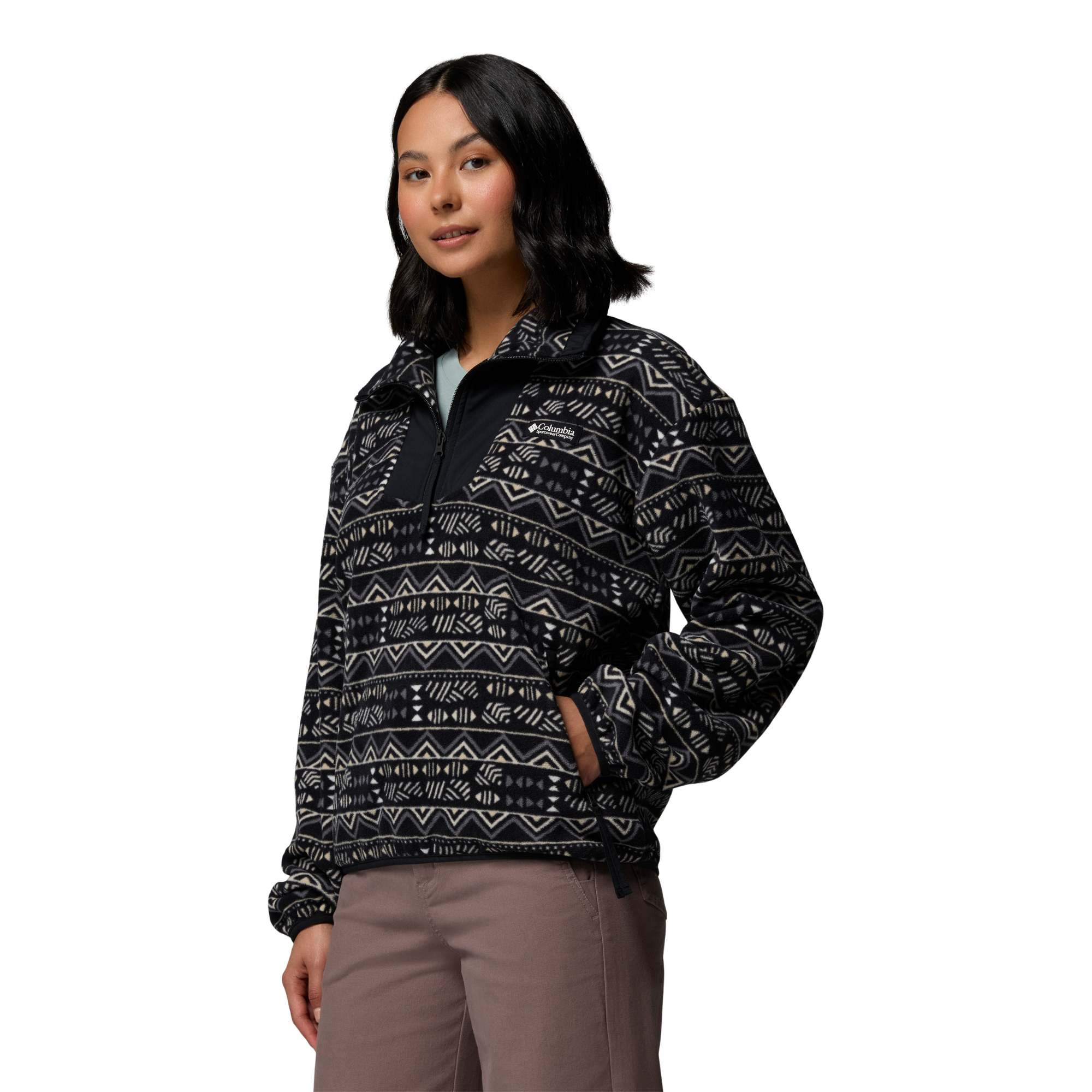 Columbia Women's Sequoia Grove Printed Half Zip Fleece Top (Black/Horizons)