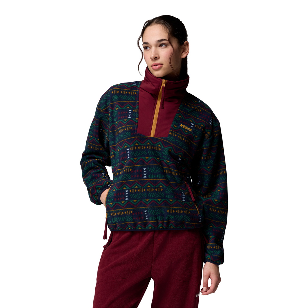 Columbia Women's Sequoia Grove Printed Half Zip Fleece Top (Collegiate Navy Horizons)