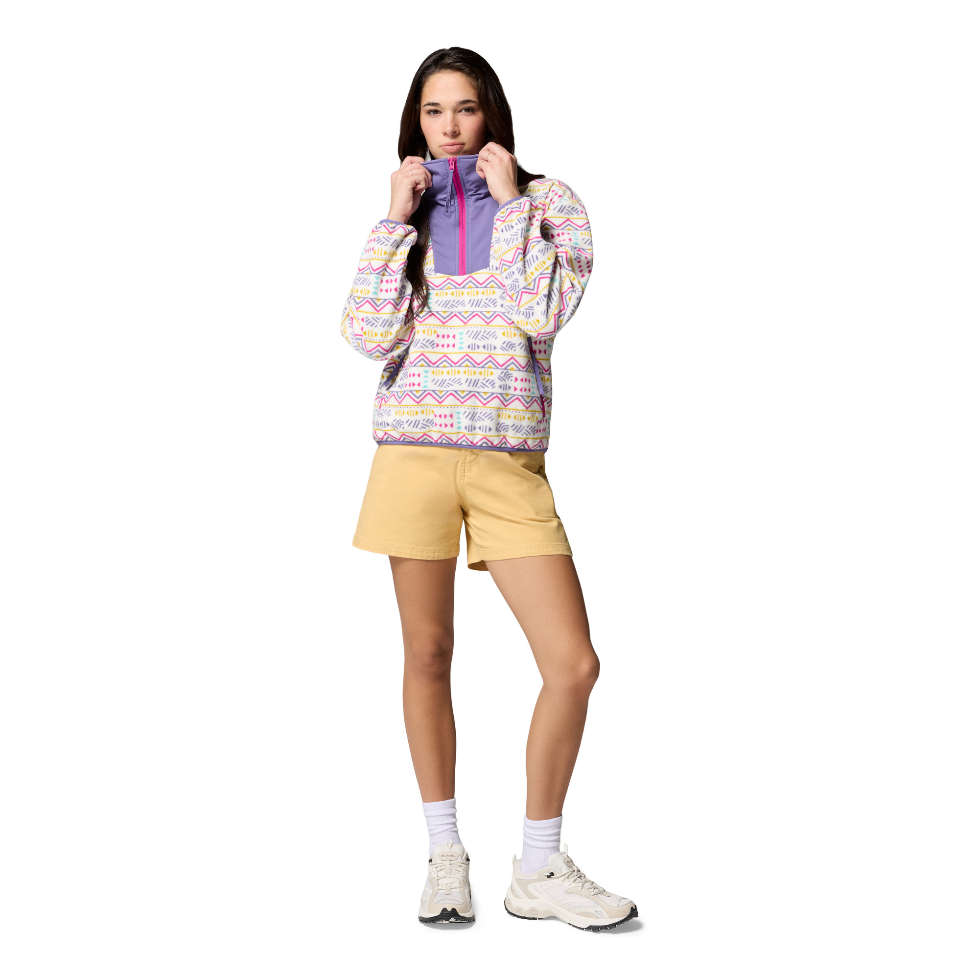 Columbia Women's Sequoia Grove Printed Half Zip Fleece Top (Sea Salt/Horizons)