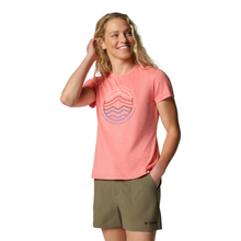 Load image into Gallery viewer, Columbia Women&#39;s Sloan Ridge Graphic Short Sleeve Technical Tee (Alpenglow/Find Your Trail)
