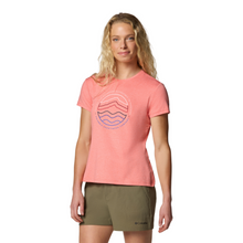 Load image into Gallery viewer, Columbia Women&#39;s Sloan Ridge Graphic Short Sleeve Technical Tee (Alpenglow/Find Your Trail)
