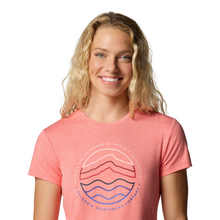 Load image into Gallery viewer, Columbia Women&#39;s Sloan Ridge Graphic Short Sleeve Technical Tee (Alpenglow/Find Your Trail)
