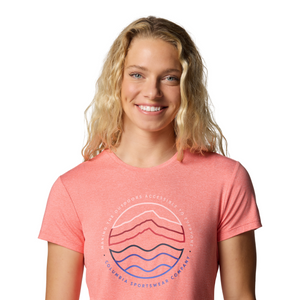 Columbia Women's Sloan Ridge Graphic Short Sleeve Technical Tee (Alpenglow/Find Your Trail)