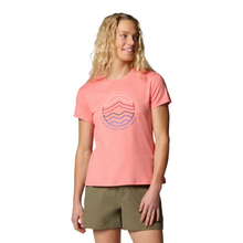 Load image into Gallery viewer, Columbia Women&#39;s Sloan Ridge Graphic Short Sleeve Technical Tee (Alpenglow/Find Your Trail)
