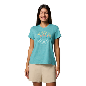 Columbia Women's Sloan Ridge Graphic Short Sleeve Technical Tee (Teal/Find Your Trail)