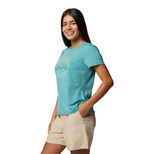 Load image into Gallery viewer, Columbia Women&#39;s Sloan Ridge Graphic Short Sleeve Technical Tee (Teal/Find Your Trail)
