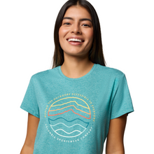 Load image into Gallery viewer, Columbia Women&#39;s Sloan Ridge Graphic Short Sleeve Technical Tee (Teal/Find Your Trail)
