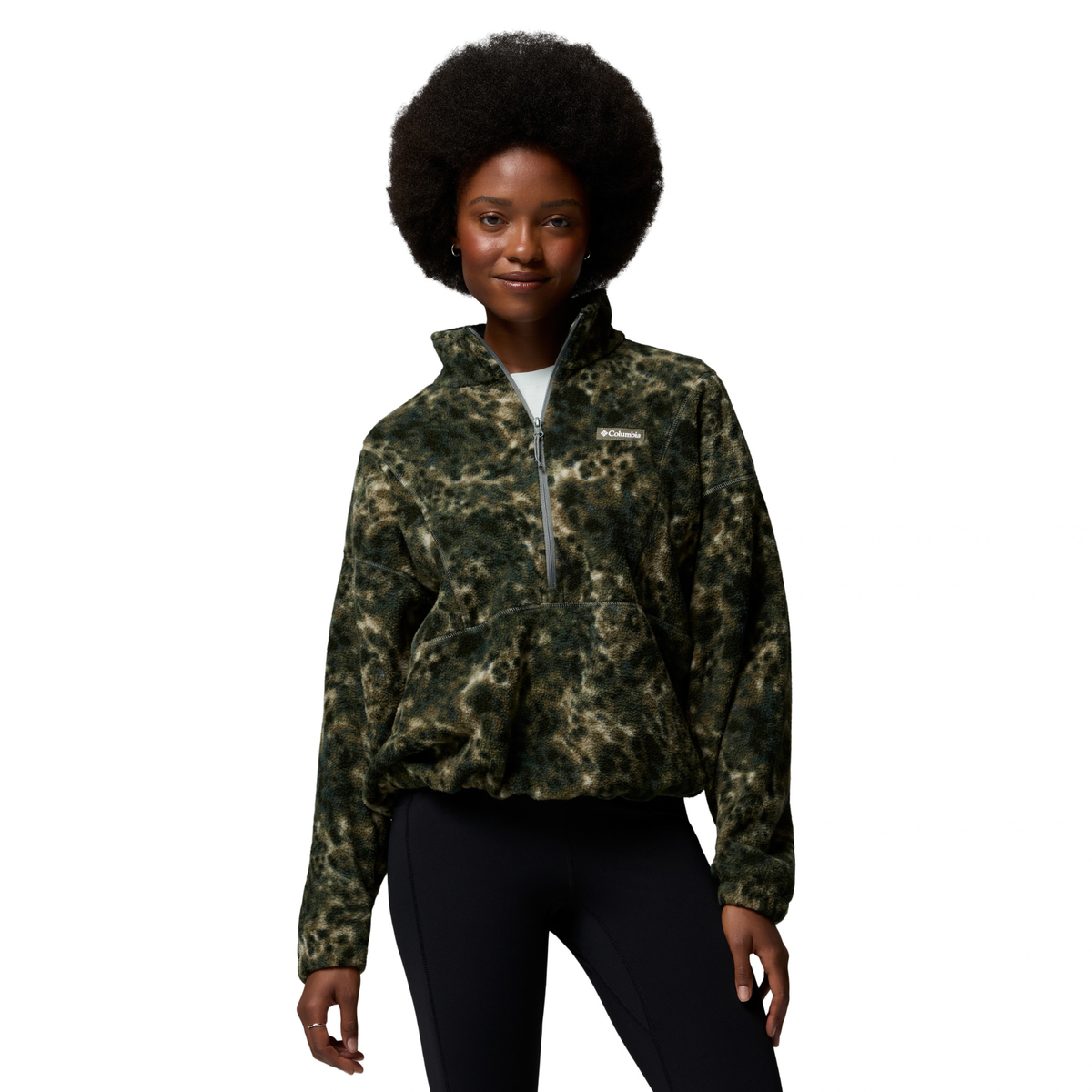 Columbia Women's Timber Meadow MTR Printed Half Zip Fleece Top (Sedona Sage/Dyecamo)