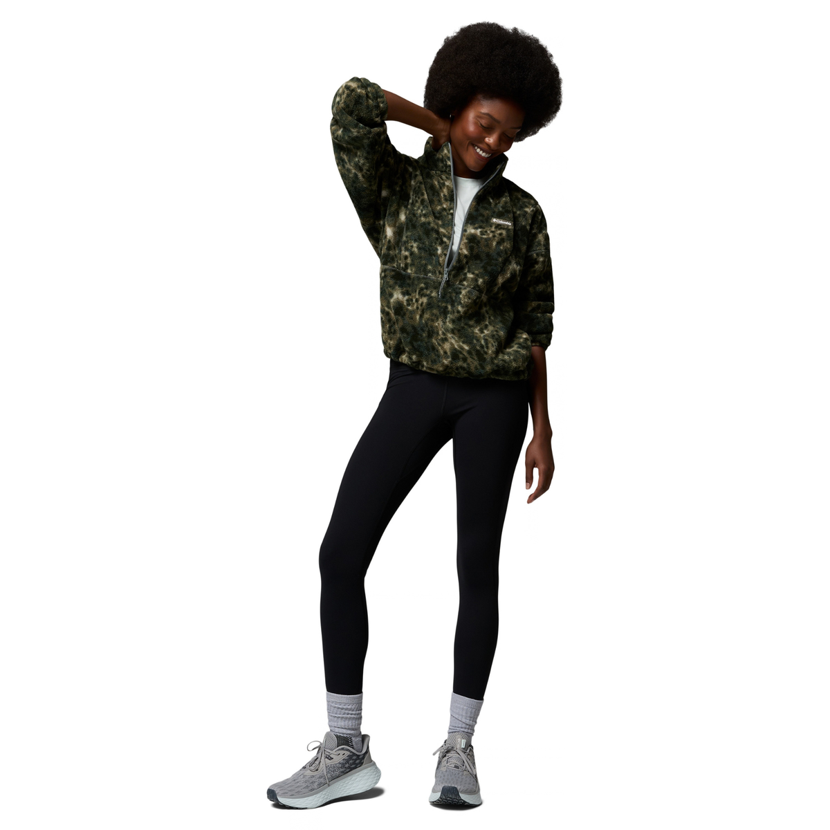 Columbia Women's Timber Meadow MTR Printed Half Zip Fleece Top (Sedona Sage/Dyecamo)