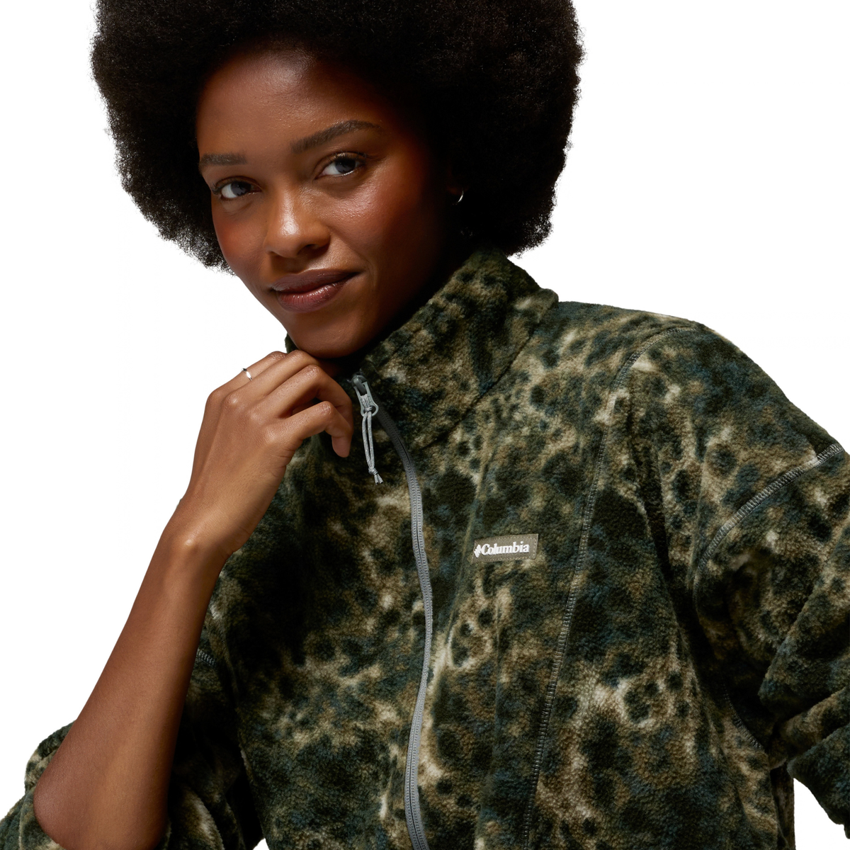 Columbia Women's Timber Meadow MTR Printed Half Zip Fleece Top (Sedona Sage/Dyecamo)