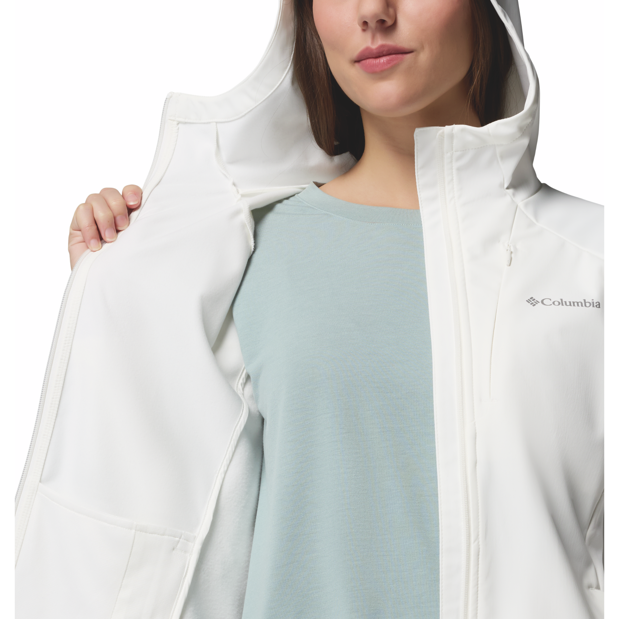 Columbia Women's Trailborne Hooded Softshell Jacket (Sea Salt)