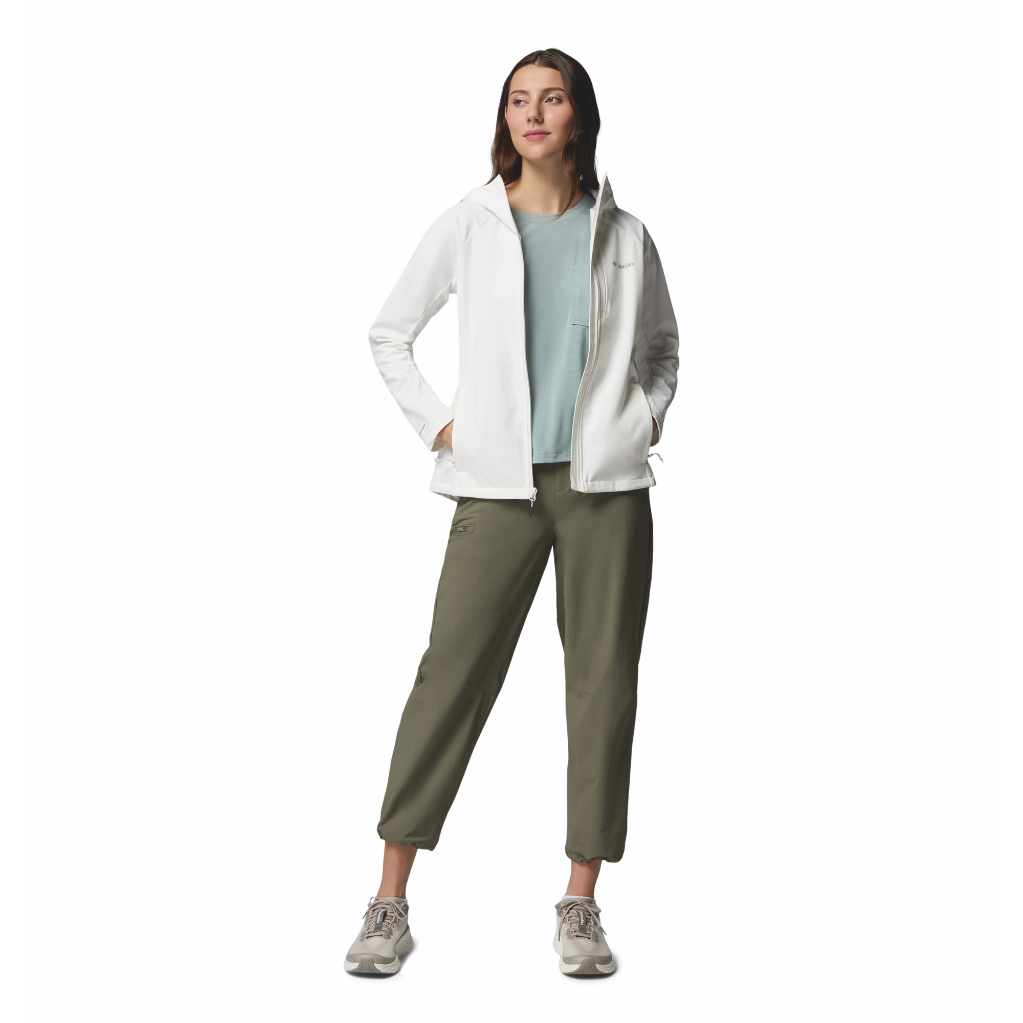 Columbia Women's Trailborne Hooded Softshell Jacket (Sea Salt)