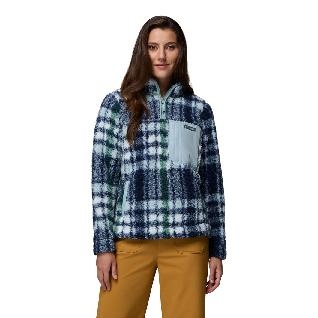 Columbia Women's West Bend II Quarter Zip Fleece Top (Crushed Blue Herringplaid)