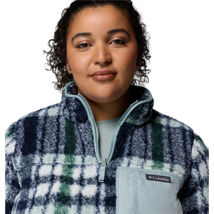 Columbia Women's West Bend II Quarter Zip Fleece Top (Crushed Blue Herringplaid)