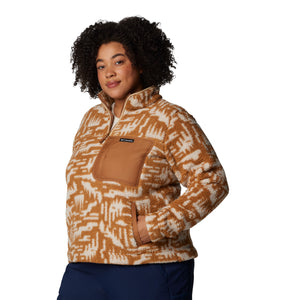 Columbia Women's West Bend II Sherpa Quarter Zip Fleece Top (Camel Brown Highland Tonal)