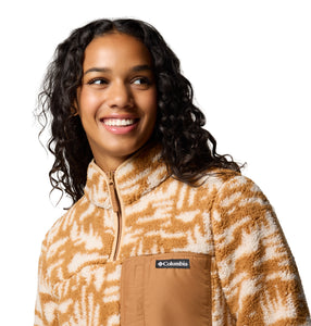 Columbia Women's West Bend II Sherpa Quarter Zip Fleece Top (Camel Brown Highland Tonal)